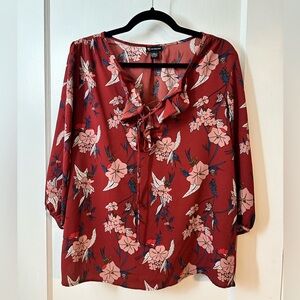 cute top with ruffle and tie front